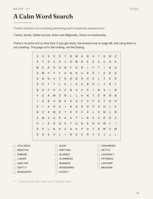 Page 30, A Calm Word Search