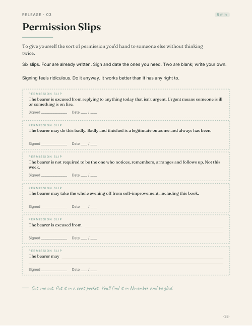 Page 38, Permission Slips. Six slips to sign and cut out